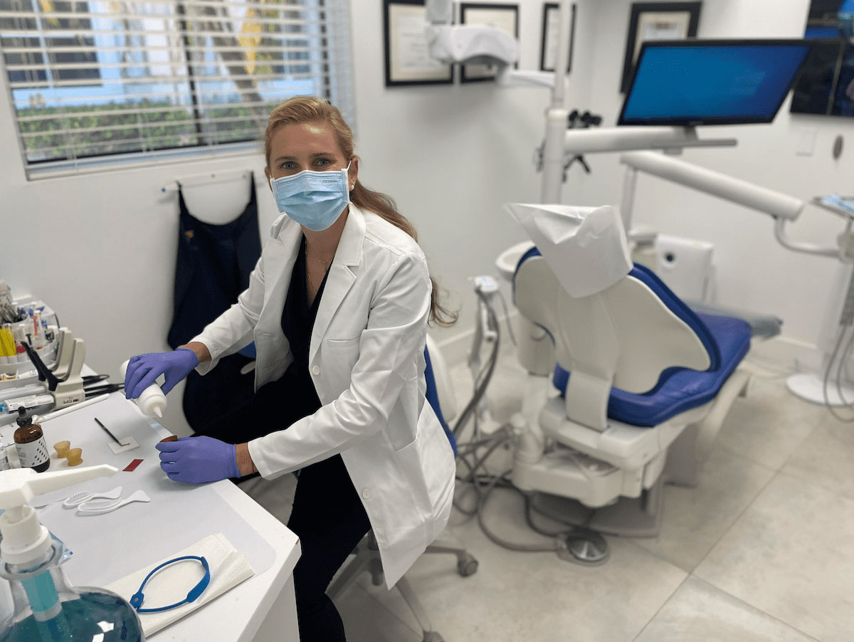 Dr. Franziska Klostermyer cosmetic dentist Aventura FL 33180 making temparary veneers